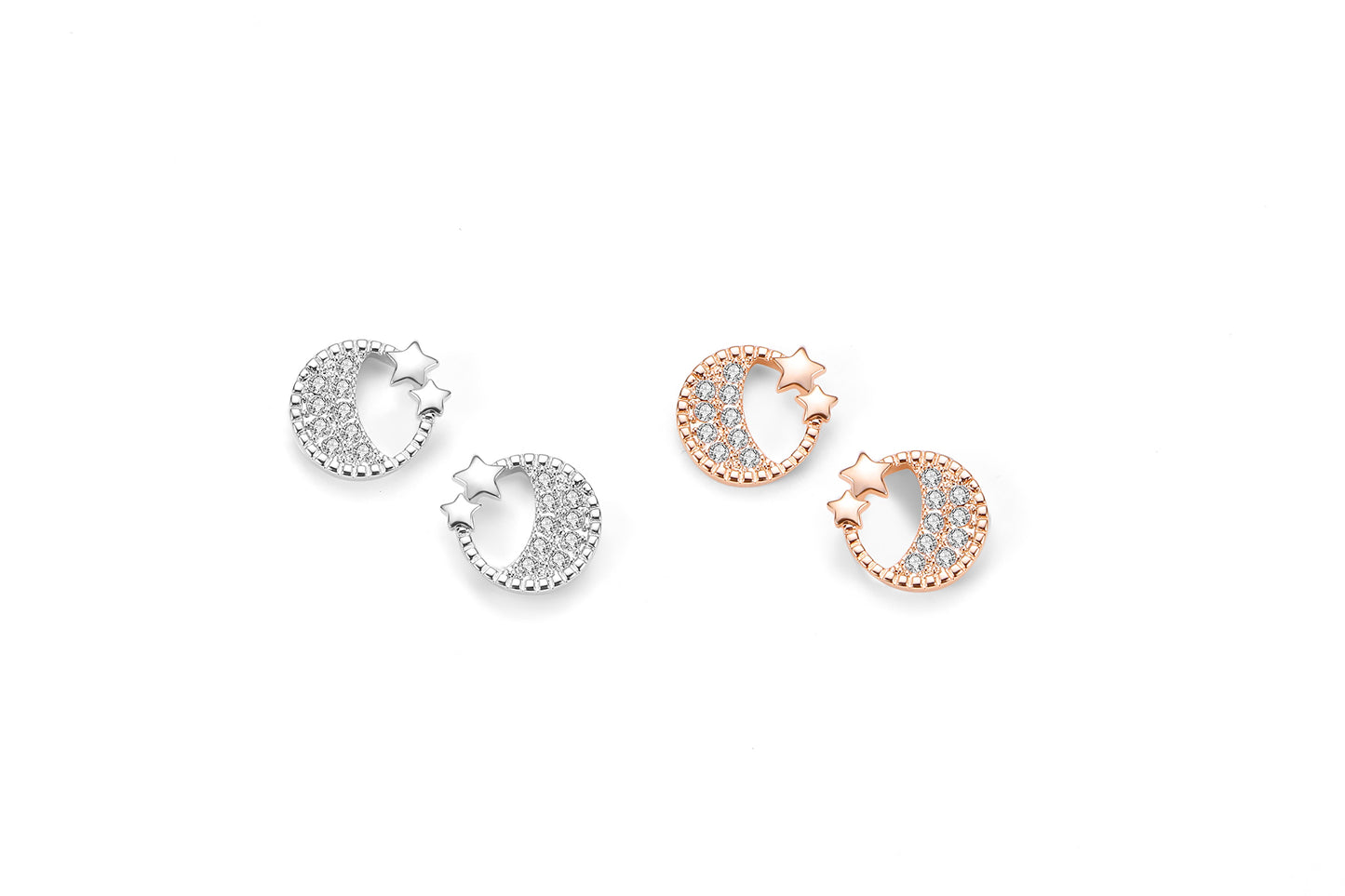Crescent Moon and Stars Earrings